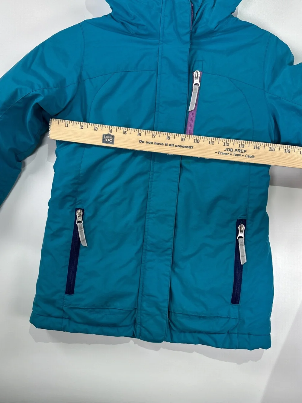 Lands End Grow-A-Longs Squall Waterproof Insulated Jacket Teal Purple Size S 7-8